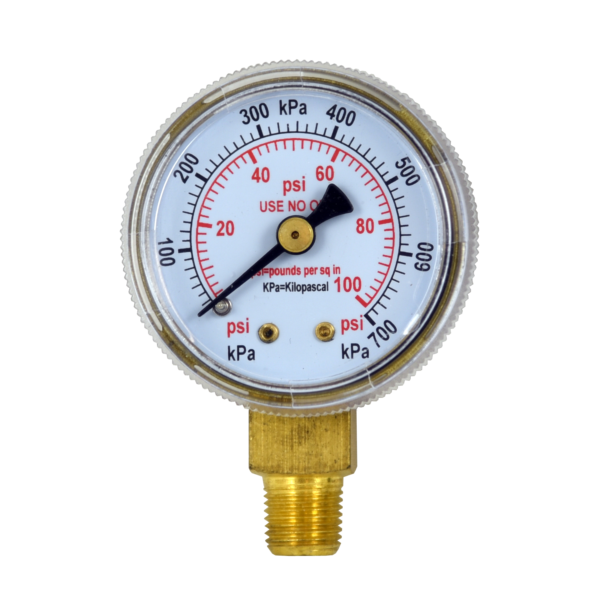 pressure gauge, 1.5in X 100 psi 0.125in 27 NPT